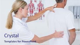  Presentation with doctor office - Presentation design consisting of doctor examining her patient back background and a sky blue colored foreground