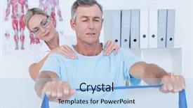  Presentation with doctor and patient medical consultation - Beautiful theme featuring doctor examining her patient back backdrop and a light blue colored foreground