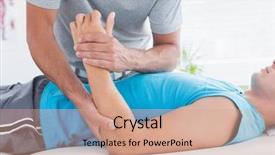  Presentation with doctor office - Presentation theme enhanced with doctor examining his patient arm background and a coral colored foreground