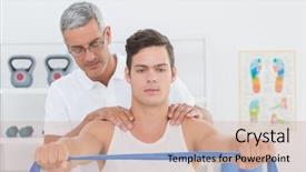  Presentation with doctor and patient medical consultation - PPT layouts featuring doctor examining his patient back background and a  colored foreground
