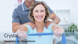  Presentation with doctor office - Presentation design with doctor examining his patient back background and a light blue colored foreground