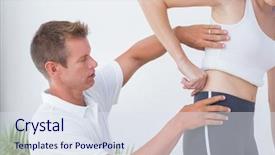  Presentation with doctor office - Cool new presentation design with doctor examining his patient back backdrop and a sky blue colored foreground