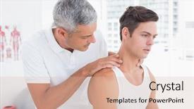  Presentation with doctor and patient medical consultation - Slides enhanced with doctor examining his patient neck background and a lemonade colored foreground