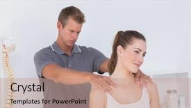  Presentation with doctor office - Presentation theme enhanced with doctor examining his patient neck background and a  colored foreground