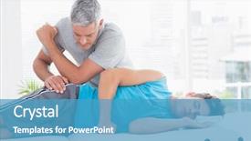  Presentation with doctor office - Slide deck having doctor examining his patient pelvis background and a teal colored foreground