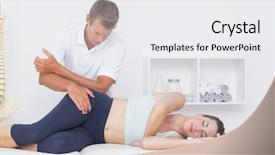  Presentation with pelvis - Audience pleasing PPT theme consisting of doctor examining his patient pelvis backdrop and a white colored foreground