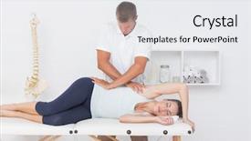  Presentation with pelvis - Colorful presentation theme enhanced with doctor examining his patient pelvis backdrop and a white colored foreground