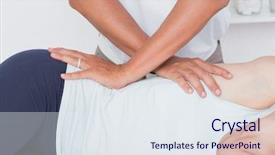  Presentation with pelvis - Colorful slide deck enhanced with doctor examining his patient pelvis backdrop and a sky blue colored foreground