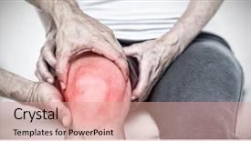 Presentation with knee pain - Slides having doctor examining his patients knee background and a coral colored foreground