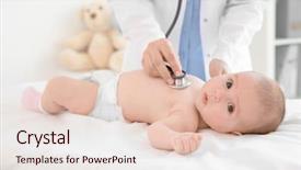  Presentation with baby doctor - PPT layouts having doctor examining little baby background and a lemonade colored foreground