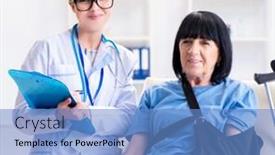  Presentation with incident - Cool new presentation theme with doctor-examining-old-mature-woman backdrop and a teal colored foreground