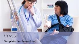  Presentation with incident - Slides having doctor-examining-old-mature-woman background and a light blue colored foreground