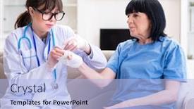  Presentation with incident - PPT layouts enhanced with doctor-examining-old-mature-woman background and a light blue colored foreground