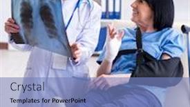  Presentation with incident - Beautiful PPT layouts featuring doctor-examining-old-mature-woman backdrop and a teal colored foreground