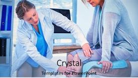  Presentation with knee - Cool new presentation theme with doctor examining patient knee backdrop and a light blue colored foreground