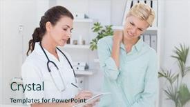  Presentation with doctor office - Beautiful presentation featuring doctor examining patient with neck backdrop and a  colored foreground