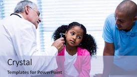  Presentation with patients - Amazing slide deck having examining patients ear with otoscope backdrop and a light blue colored foreground