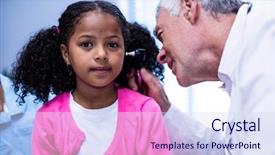  Presentation with diagnosis - Colorful PPT theme enhanced with doctor examining patients ear backdrop and a sky blue colored foreground