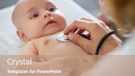  Presentation with clinic - Slide deck having doctor-examining-small-kid background and a coral colored foreground