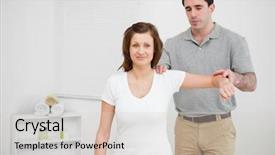  Presentation with shoulder pain - Theme having doctor examining the shoulder background and a lemonade colored foreground