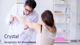  Presentation with skin doctor - Presentation design consisting of doctor examining the skin background and a  colored foreground