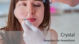  Presentation with melanoma - Slide set featuring melanoma - doctor examining the skin background and a light gray colored foreground