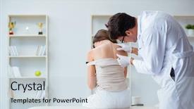  Presentation with skin doctor - Slide set featuring melanoma - doctor examining the skin background and a  colored foreground