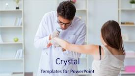  Presentation with skin disease - PPT theme consisting of doctor examining the skin background and a sky blue colored foreground