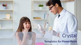  Presentation with skin doctor - Slide set consisting of doctor examining the skin background and a light blue colored foreground