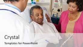  Presentation with patient - Slide set consisting of doctor explaining consent form background and a sky blue colored foreground