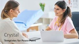  Presentation with diagnosis - Beautiful theme featuring doctor-explaining-diagnosis backdrop and a soft green colored foreground