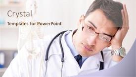  Presentation with human body - Audience pleasing slide set consisting of doctor explaining human body on skeleton backdrop and a sky blue colored foreground