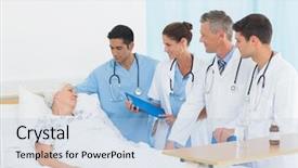  Presentation with female hospital patient - Audience pleasing slide set consisting of doctor explaining report to female patient in the hospital backdrop and a light blue colored foreground