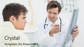  Presentation with spine - Audience pleasing slide set consisting of doctor explaining spine x-ray backdrop and a sky blue colored foreground