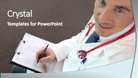  Presentation with files - Cool new theme with doctor filling out medical files backdrop and a gray colored foreground