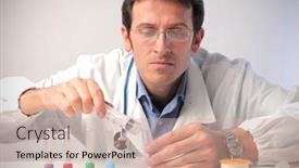  Presentation with test tubes - Audience pleasing theme consisting of doctor filling some test tubes with a syringe backdrop and a soft green colored foreground