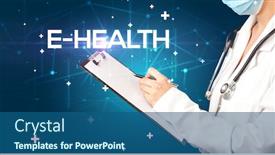  Presentation with medical concept - Colorful slide deck enhanced with doctor-fills-out-medical-record backdrop and a ocean colored foreground