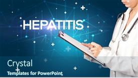  Presentation with hepatitis - Slide deck with doctor-fills-out-medical-record background and a ocean colored foreground