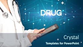  Presentation with record - Cool new presentation design with doctor-fills-out-medical-record backdrop and a ocean colored foreground