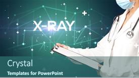  Presentation with medical concept - PPT theme enhanced with doctor-fills-out-medical-record background and a ocean colored foreground