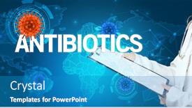  Presentation with antibiotics - Theme enhanced with doctor-fills-out-medical-record background and a teal colored foreground