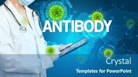  Presentation with antibody - Presentation theme having doctor-fills-out-medical-record background and a ocean colored foreground