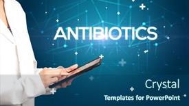  Presentation with antibiotics - PPT theme enhanced with doctor-fills-out-medical-record background and a ocean colored foreground