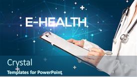  Presentation with medical concept - Presentation theme with doctor-fills-out-medical-record background and a ocean colored foreground