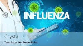  Presentation with medical concept - Amazing presentation theme having doctor-fills-out-medical-record backdrop and a light blue colored foreground