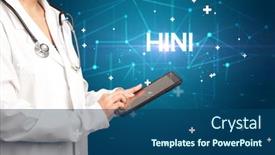 Presentation with h1n1 - Beautiful presentation featuring doctor-fills-out-medical-record backdrop and a ocean colored foreground