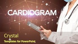  Presentation with record - Presentation theme having doctor-fills-out-medical-record background and a tawny brown colored foreground