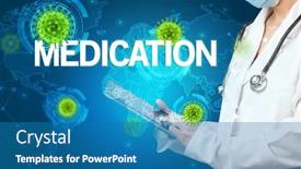  Presentation with record - Presentation theme with doctor-fills-out-medical-record background and a teal colored foreground