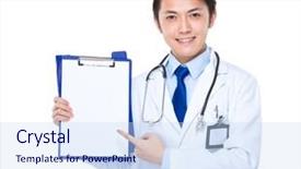  Presentation with finger point - Slides featuring doctor finger point to the white paper on folder background and a sky blue colored foreground