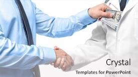  Presentation with corruption - Audience pleasing PPT layouts consisting of doctor getting money from man backdrop and a white colored foreground